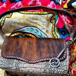 Stylish Brown and Tan Shoulder Bag with Textured Design